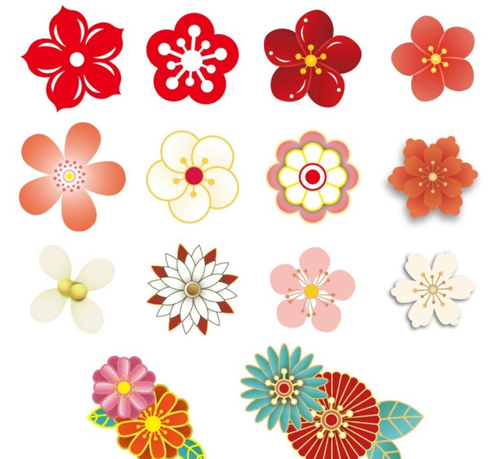 花朵元素矢量图素材图片ai矢量模版下载