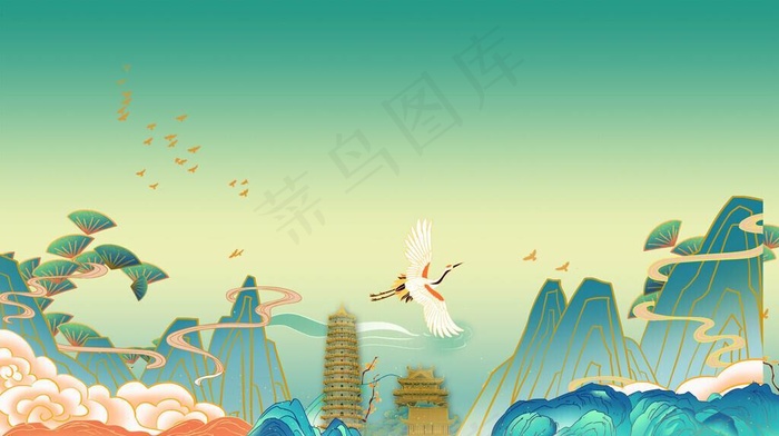 国潮山水图片
