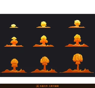 卡通蘑菇云矢量图图片