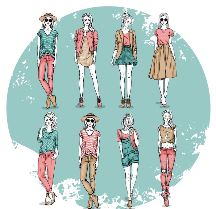 时尚潮流女性插画图片
