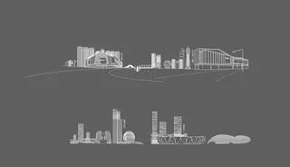 杭州城市建筑线稿图片