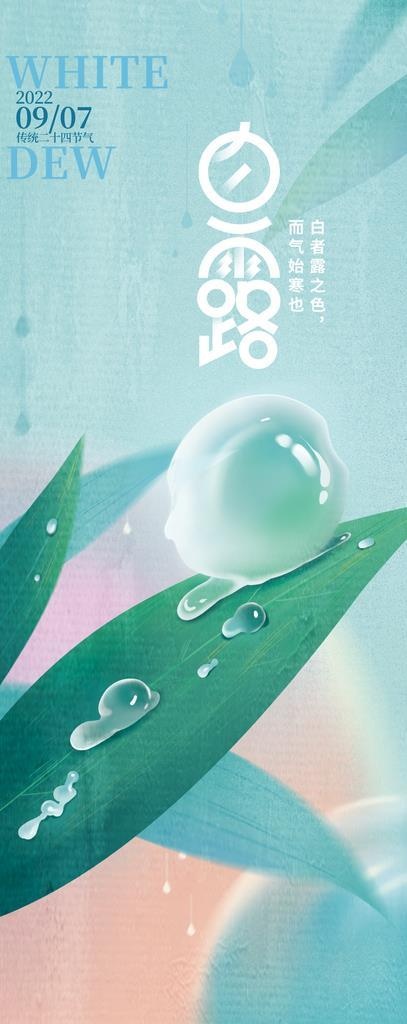 露珠白露节气海报图片(1242x2688)psd模版下载