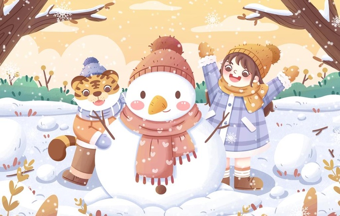 堆雪人图片(3000x2000)psd模版下载