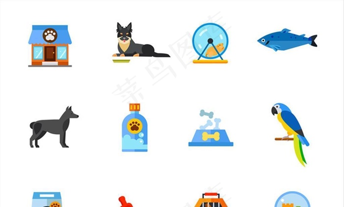 宠物商店元素图标图片ai矢量模版下载