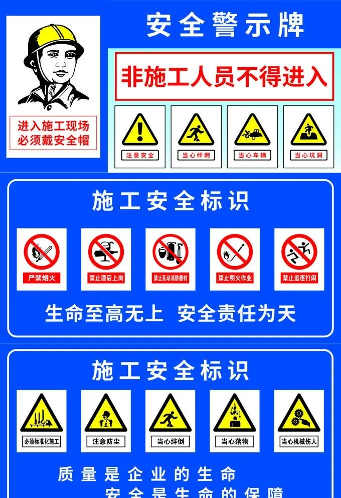 工地安全标识牌图片cdr矢量模版下载