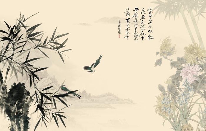 中式水墨竹子背景图片(11811x7874)psd模版下载