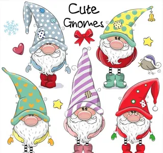 迎接圣诞的卡通侏儒猫头鹰图片