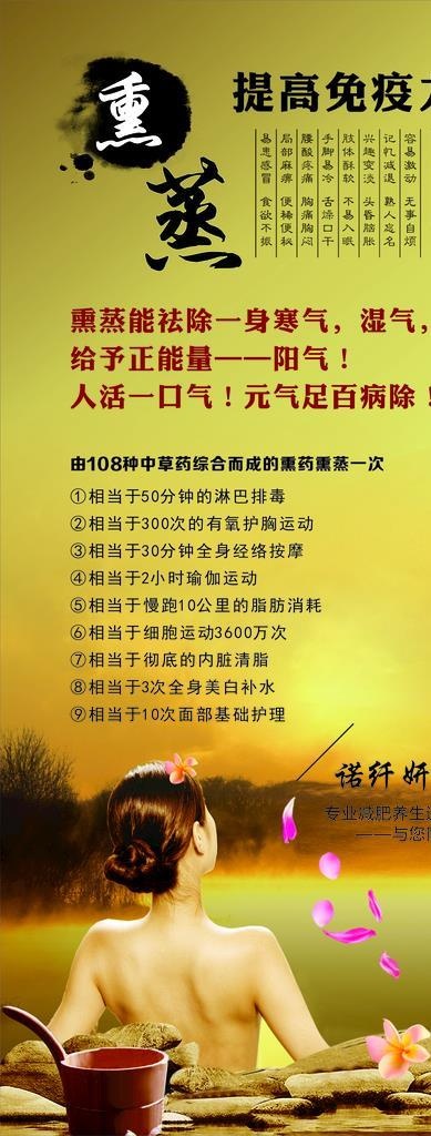 熏蒸 经络养生 减肥 瘦身展架图片cdr矢量模版下载