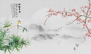 竹报平安背景墙图片