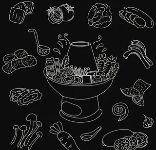 火锅食物线稿矢量图图片