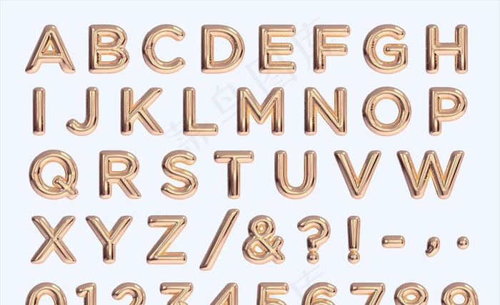 金色气球英文字母数字素材图片