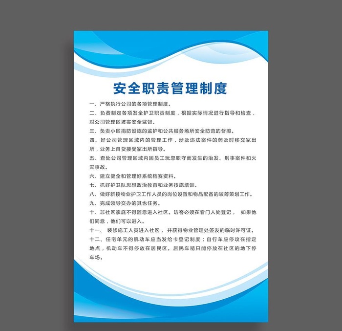 安全职责管理制度展板图片(3543x5315)psd模版下载
