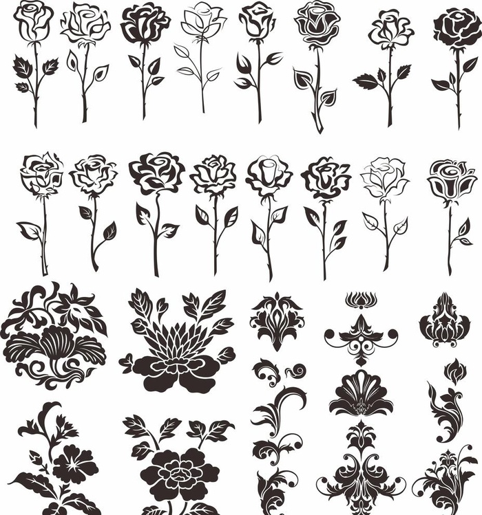 玫瑰花剪影图片