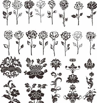 玫瑰花剪影图片