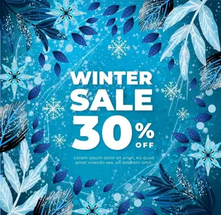 冬季冰雪植物促销海报图片