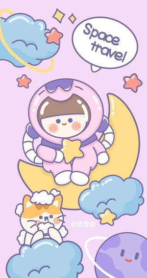 可爱卡通宇宙女孩图片