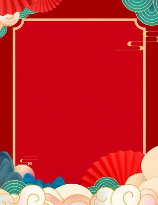 国潮风红色简约背景图片