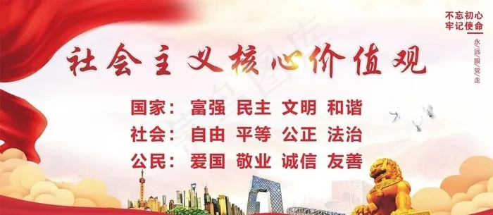 党建核心价值观展板图片cdr矢量模版下载