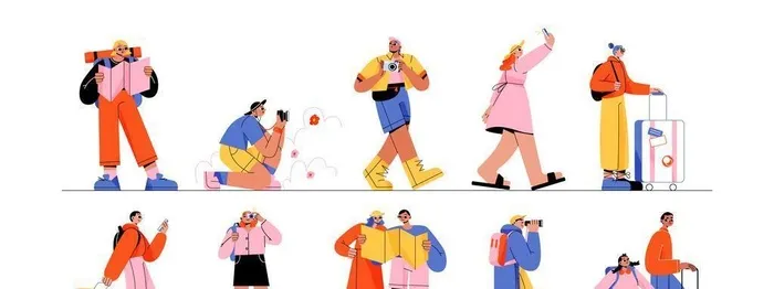旅行 出游扁平人物插画图片