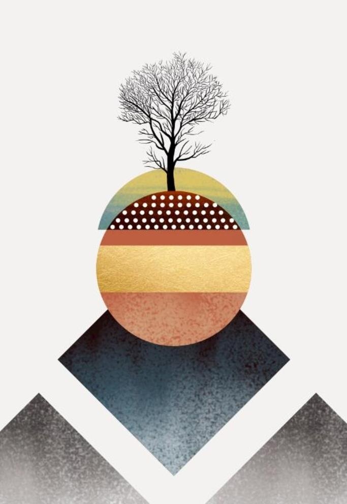 抽象现代简约几何森林麋鹿图片