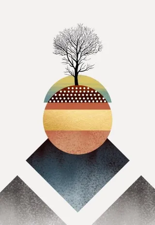 抽象现代简约几何森林麋鹿图片