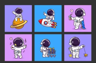 航天员卡通插画图片