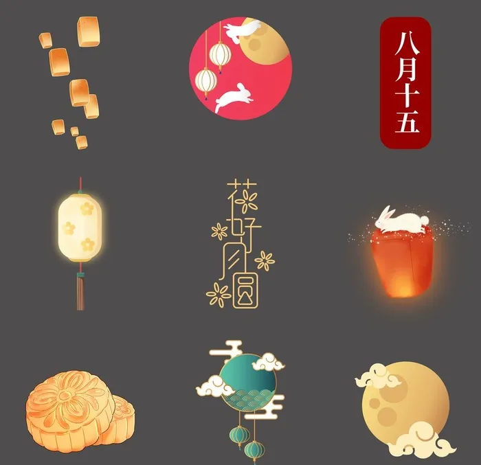 中国传统中秋佳节月兔月亮灯笼图片(4000x4000)psd模版下载