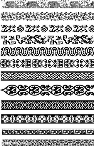 海浪波浪花纹矢量图图片