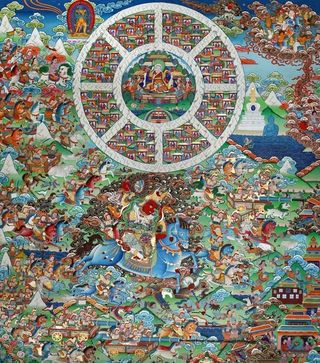 藏式唐卡香巴拉图片