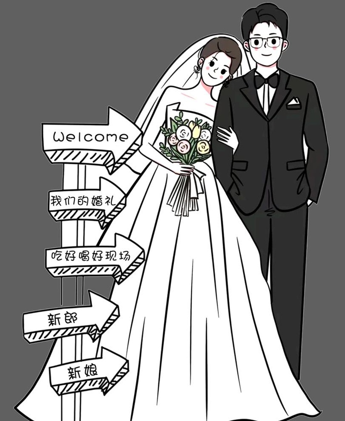 婚礼人形牌图片(5612x7087)psd模版下载