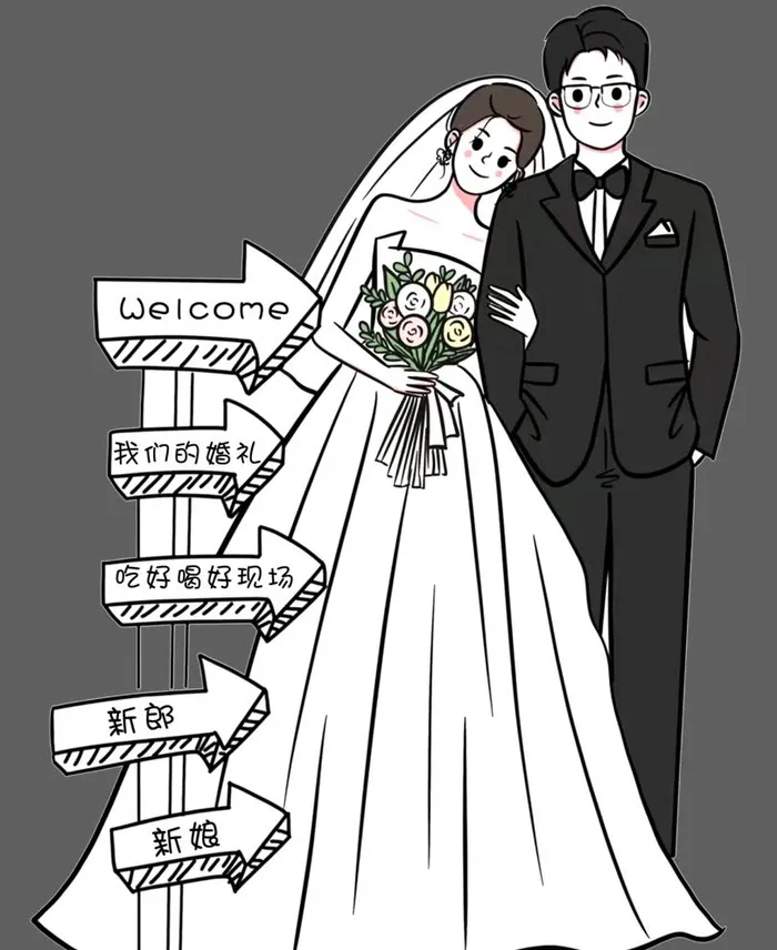 婚礼人形牌图片(5612x7087)psd模版下载