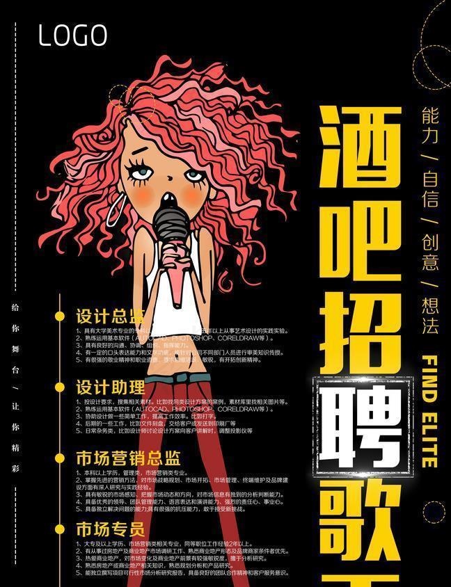 酒吧招聘歌手图片(3543x5315)psd模版下载