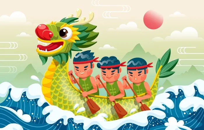 赛龙舟插画图片ai矢量模版下载