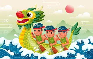 赛龙舟插画图片