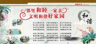 邻里和谐文化展牌图片