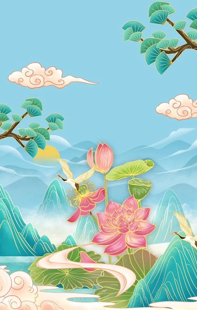 荷花插画图片