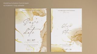 金色抽象婚礼请柬 婚礼邀请函 图片