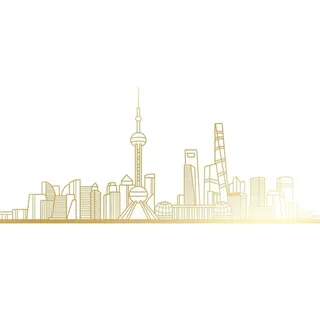 金色金线剪影科技感上海建筑群图片