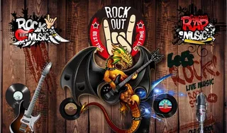 复古怀旧摇滚龙酒吧背景墙图片