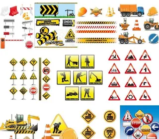 交通安全警示牌设计矢量素材图片