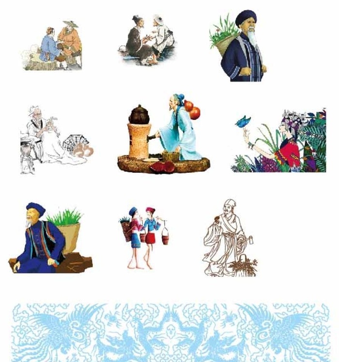 人物卡通图图片ai矢量模版下载