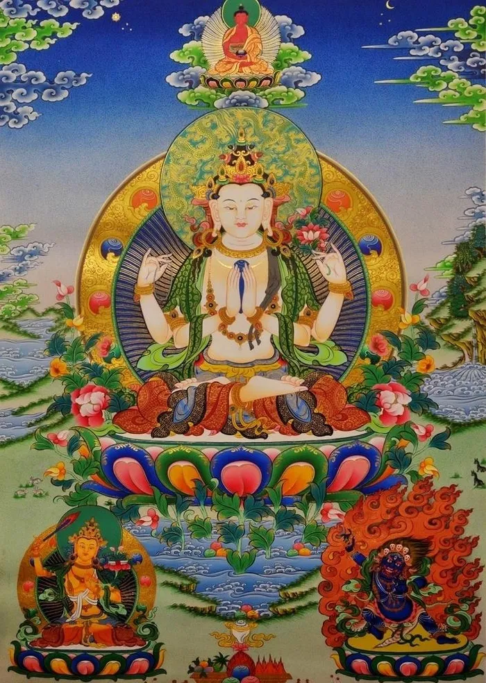 四臂观音唐卡图片