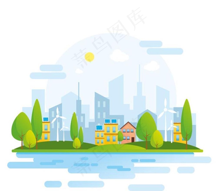 城市生态系统图片ai矢量模版下载