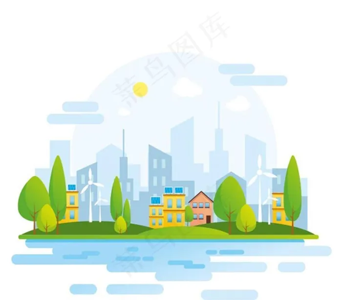 城市生态系统图片ai矢量模版下载