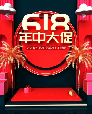 618年中大促电商简约海报图片