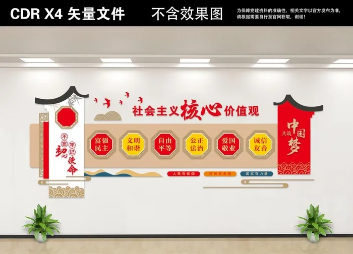 党建文化墙图片cdr矢量模版下载
