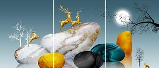 现代装饰画沙发背景墙挂画三联画图片