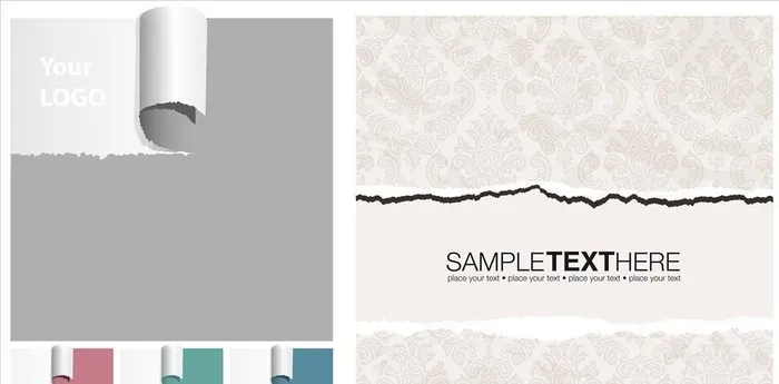 五款精致撕纸风格矢量素材图片