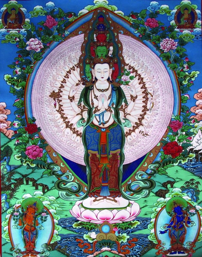 高清,信仰,唐卡,纯金唐卡,千手千眼
