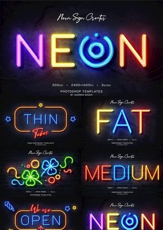 霓虹灯效果PSD分层图片